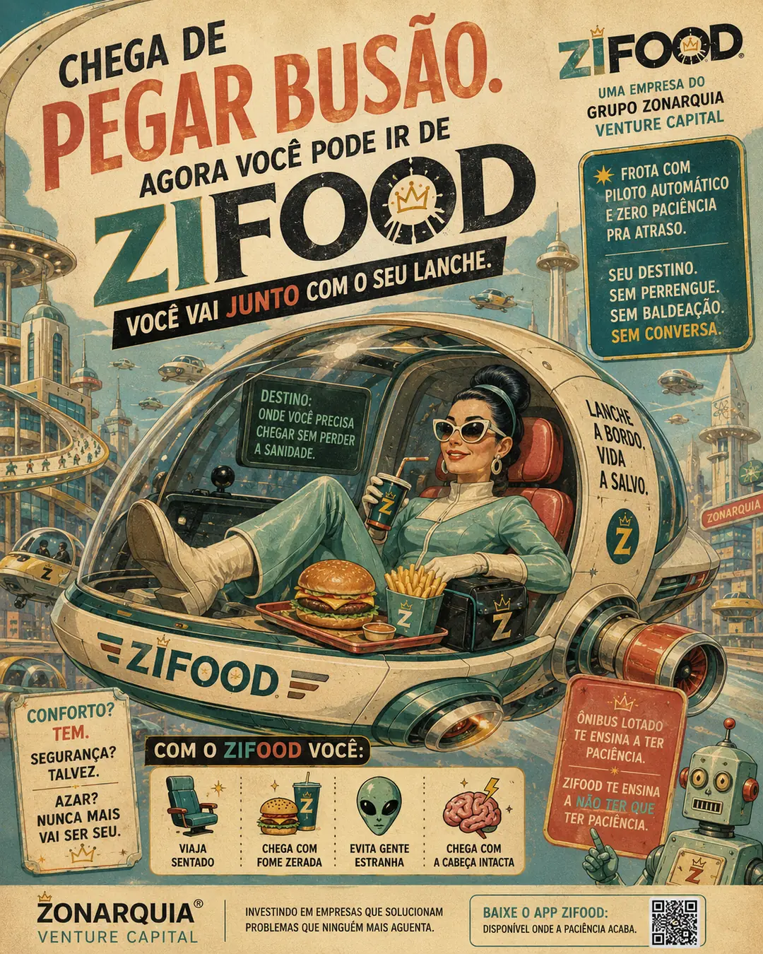 Chega de pegar busão. Agora você pode ir de ZIFOOD.