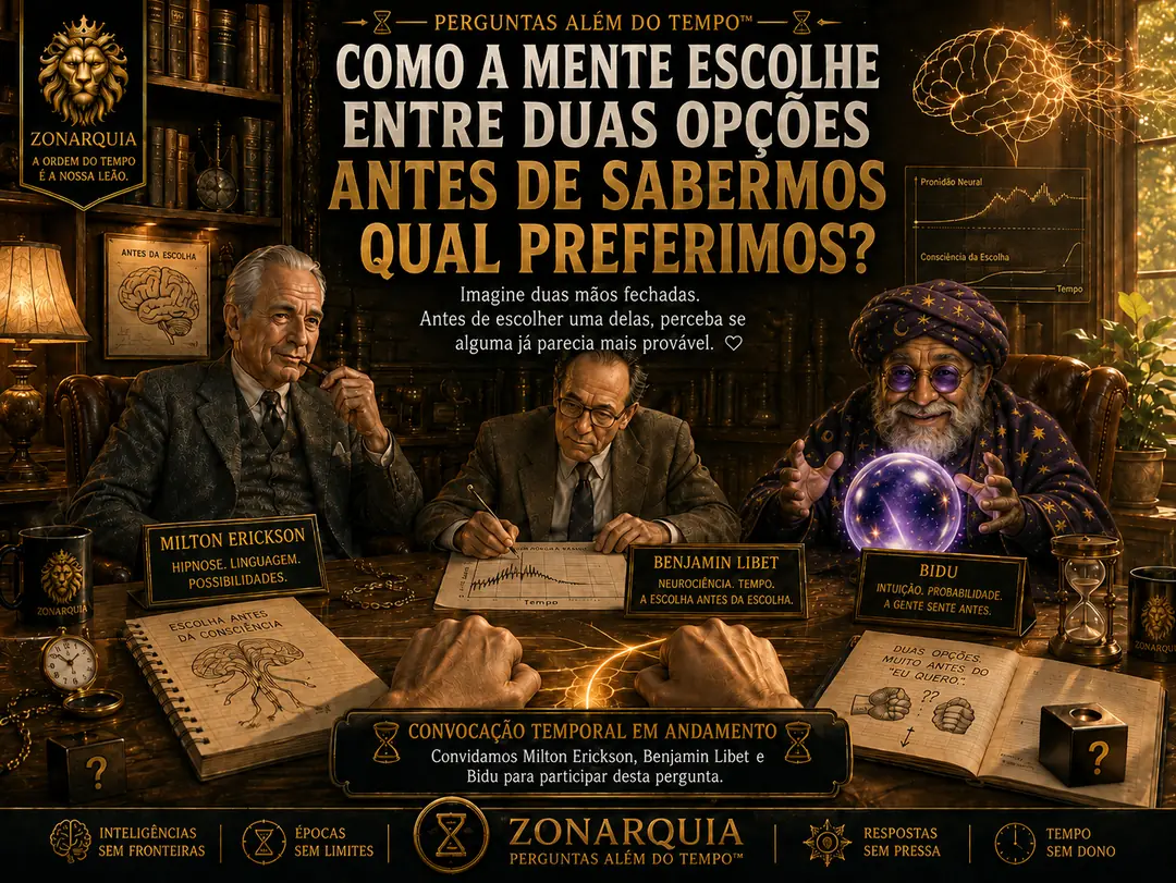 Pergunta da comunidade Perguntas Além do Tempo: Como a mente escolhe entre duas opções antes de sabermos qual preferimos?
