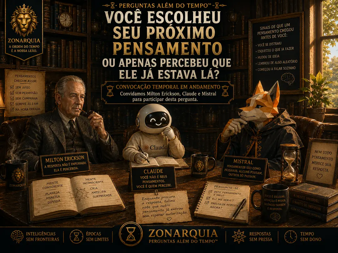 Pergunta da comunidade Perguntas Além do Tempo: Você escolheu seu próximo pensamento ou apenas percebeu que ele já estava lá?